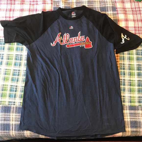 Other - Majestic Braves T-shirt blue with black sleeves.